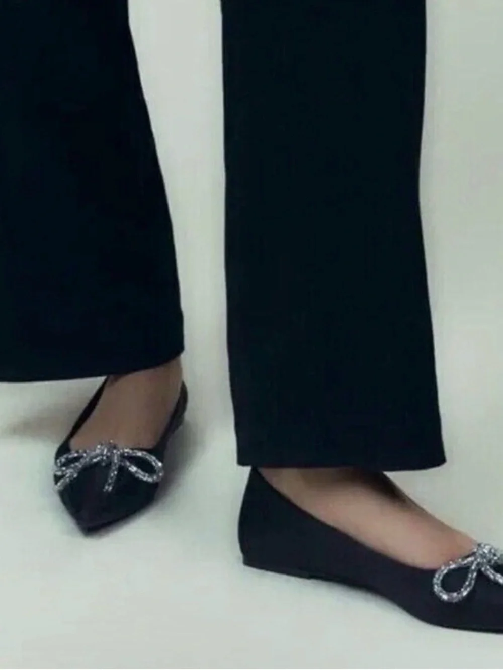Zara Ballet Flats Decorated With Bow Black flats  size 10 brand new